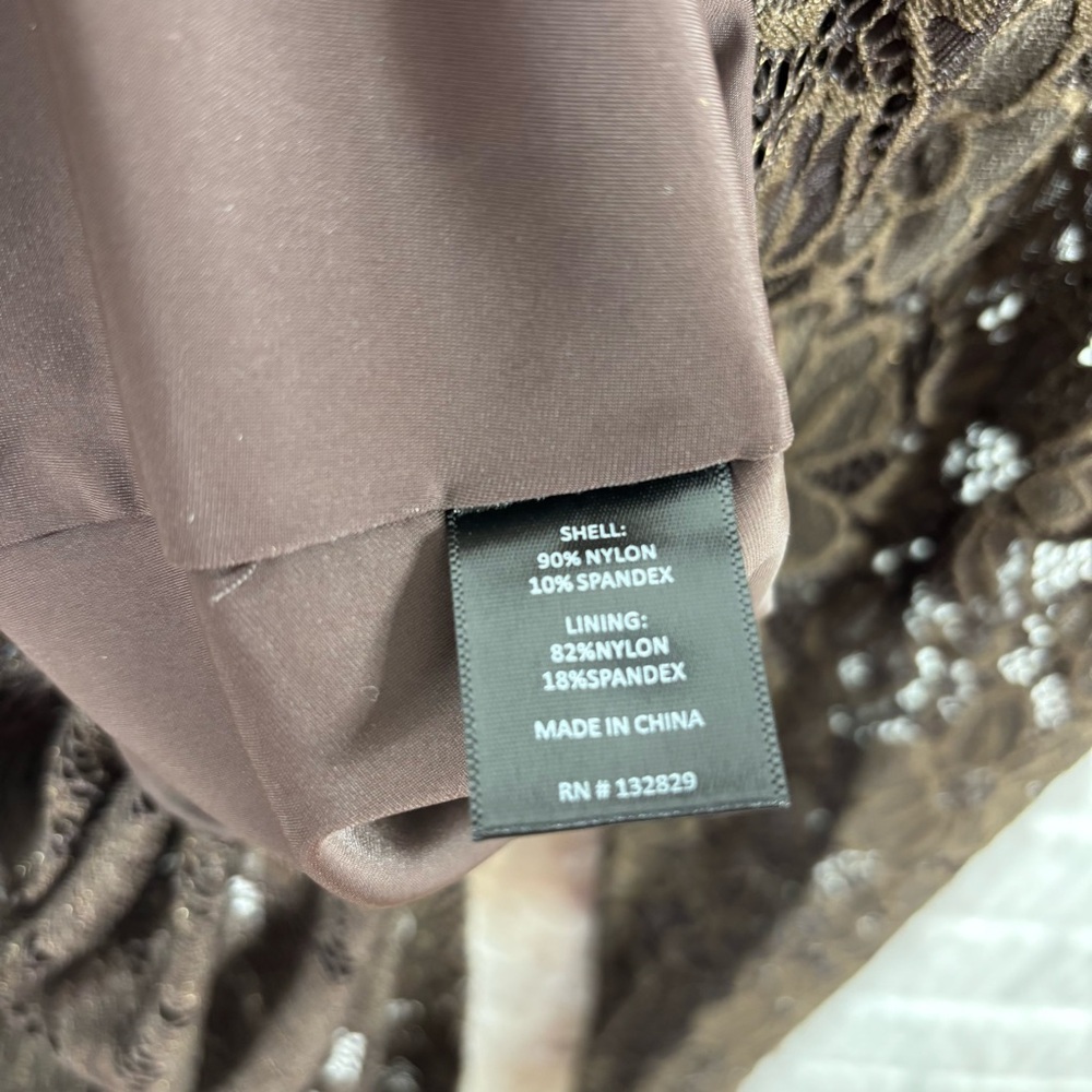 NBD Lace Everleigh Gown Chocolate Brown Long Sleeve Maxi Dress Large NWT - Picture 6 of 7